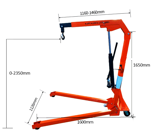 pdj10 workshop floor crane dimensions